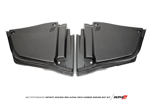 AMS PERFORMANCE INFINITI Q50 / Q60 RED ALPHA MATTE CARBON REAR ENGINE BAY COVER SET