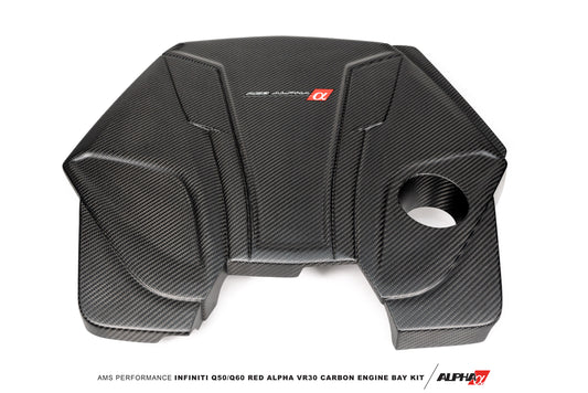 AMS PERFORMANCE INFINITI Q50 / Q60 RED ALPHA MATTE CARBON ENGINE COVER